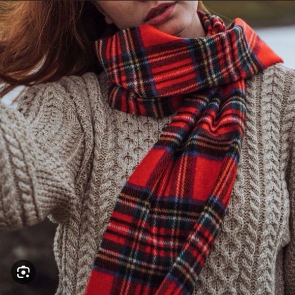 Blarney Woollen Mills Ireland Red Royal Stewart Tartan Plaid Lambswool Scarf - Picture 1 of 4